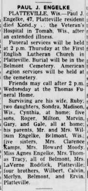 Dubuque Telegraph Herald June 12, 1963 - Paul J Engelke obituary