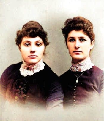 sisters Mary Catherine Thurtell and Harriet Ellen Thurtell-Colorized