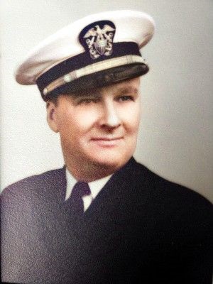 Lt Leonard Marcus Kaercher in his Navy uniform circa 1945-Colorized