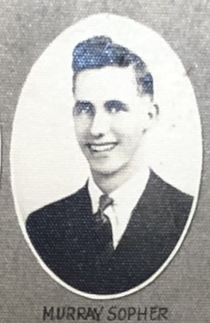 Murray Sopher senior portrait 1941 Spring Green High School, Spring Green, Sauk, WI